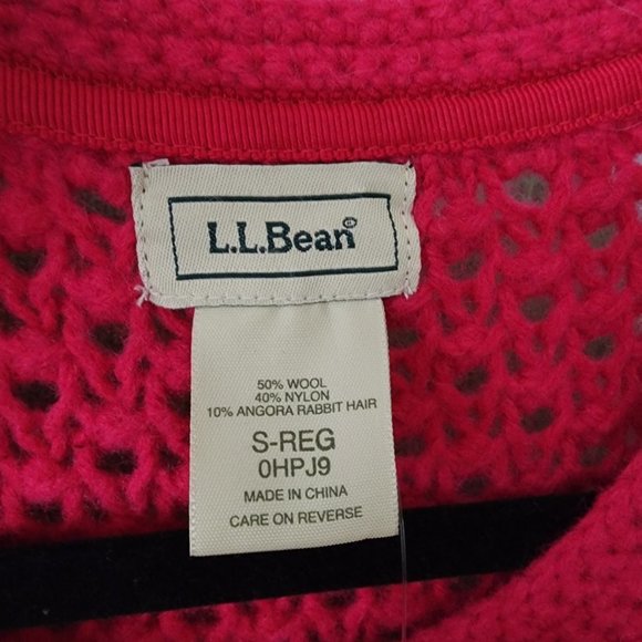 𝅺l.l Bean Pink Wool Angora Open Knit Cardigan Size S - Picture 12 of 12